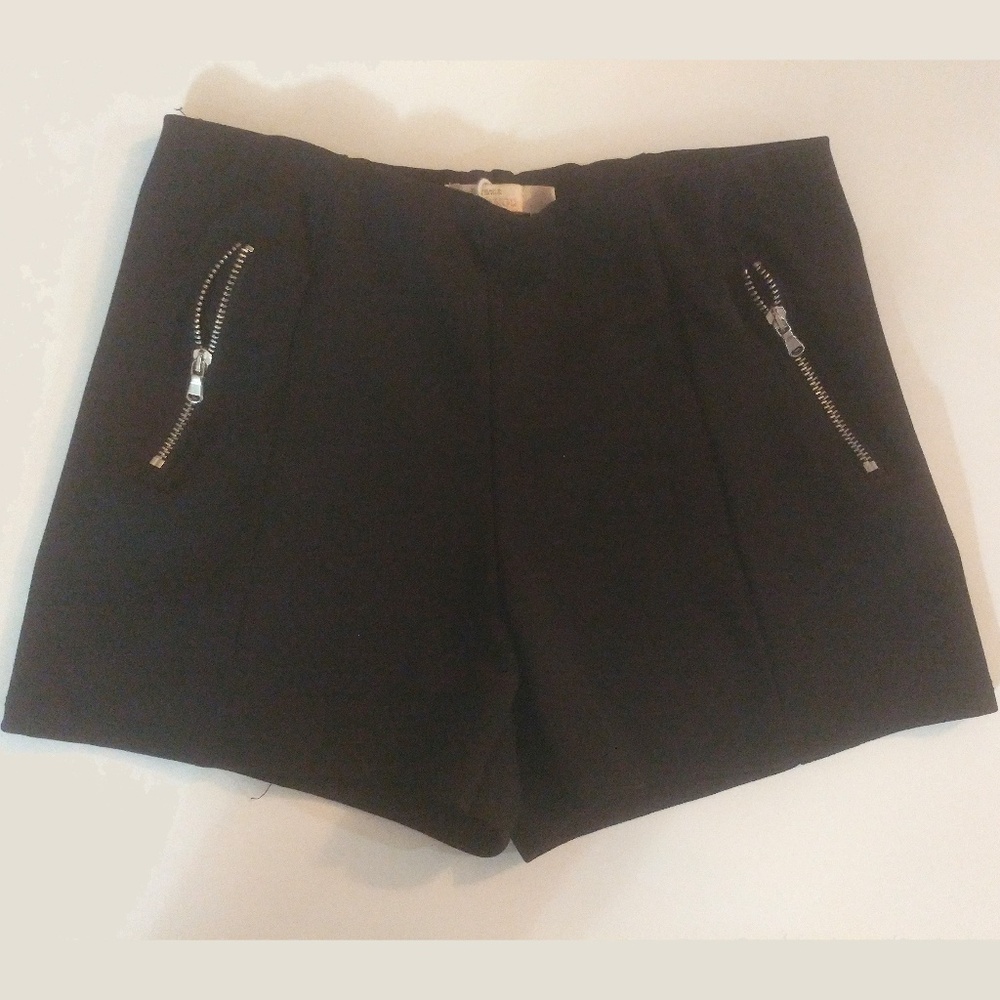 Bershka Black Mini Shorts with Zippers